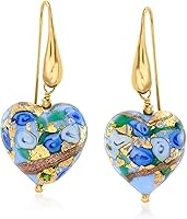 Ross-Simons Italian Murano Glass Heart Drop Earrings in 18kt Gold Over Sterling - Handcrafted Vibrant Hearts