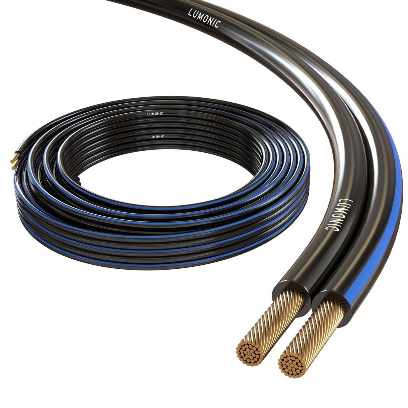 Câble Haut-parleur Lumonic 5m Noir 2x1,5mm² CCA - Jumelé, Connexion Facile