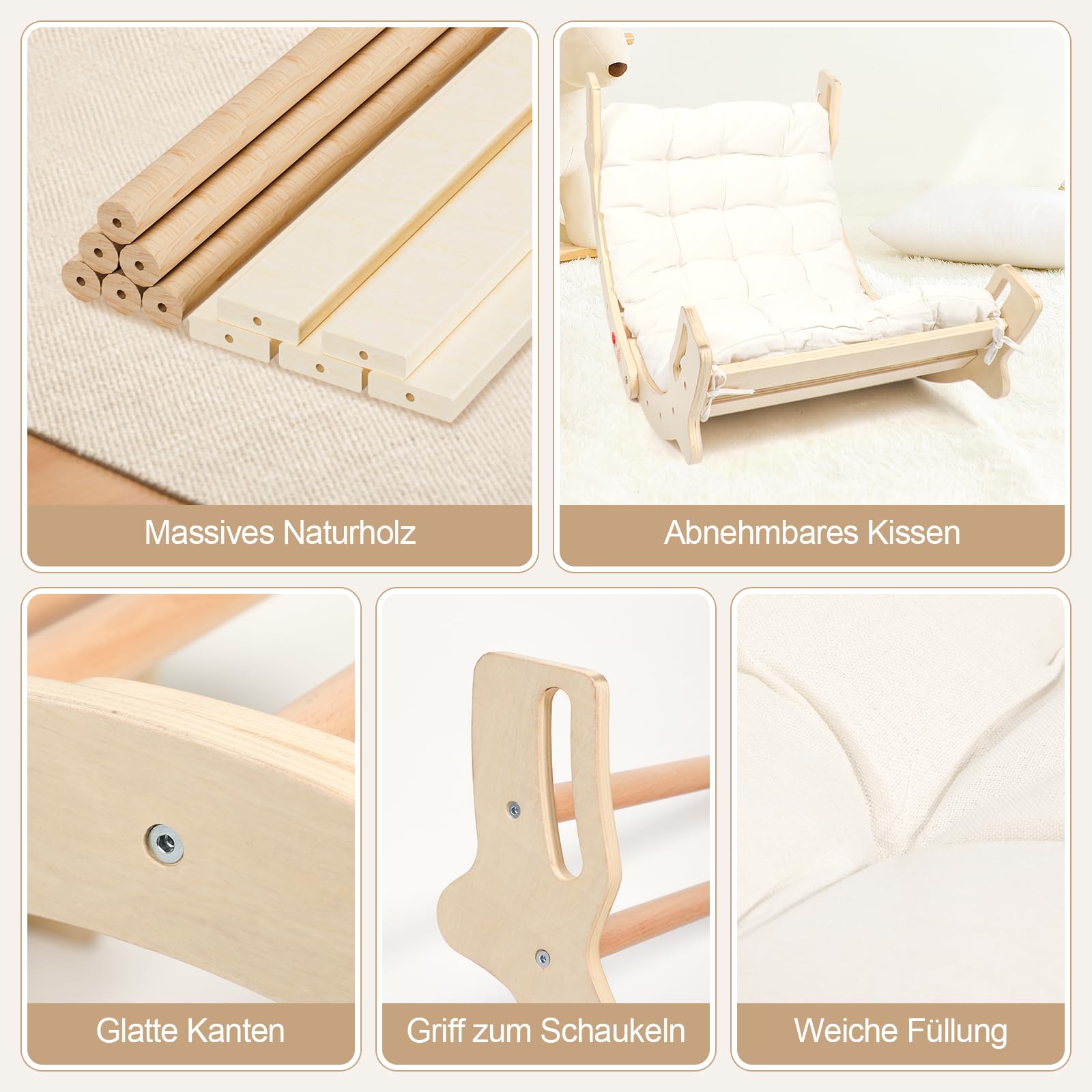 Kletterbogen 2-in-1 Montessori Bogenwippe mit Kissen – Kletterspielzeug für Kleinkinder, Sensoriktisch und Klettergerüst