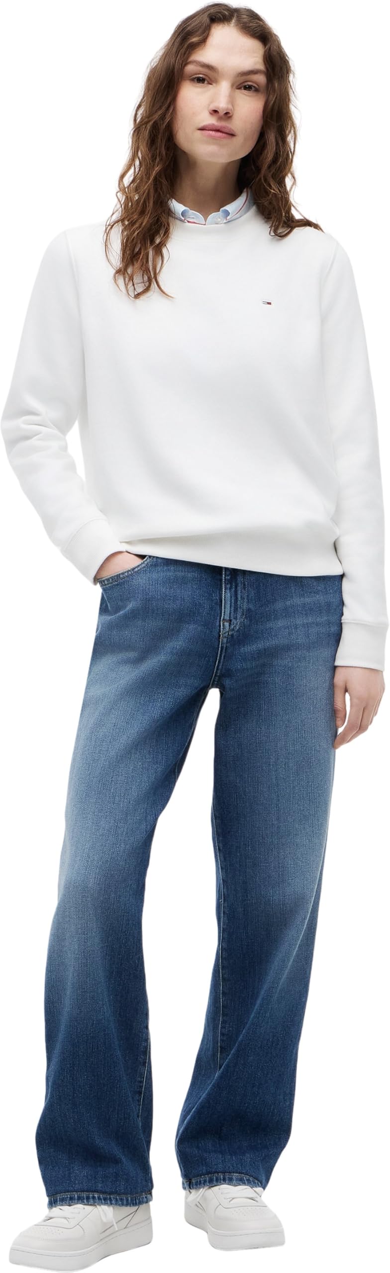 Tommy Jeans Damen Pullover Crew Neck Rundhalsausschnitt