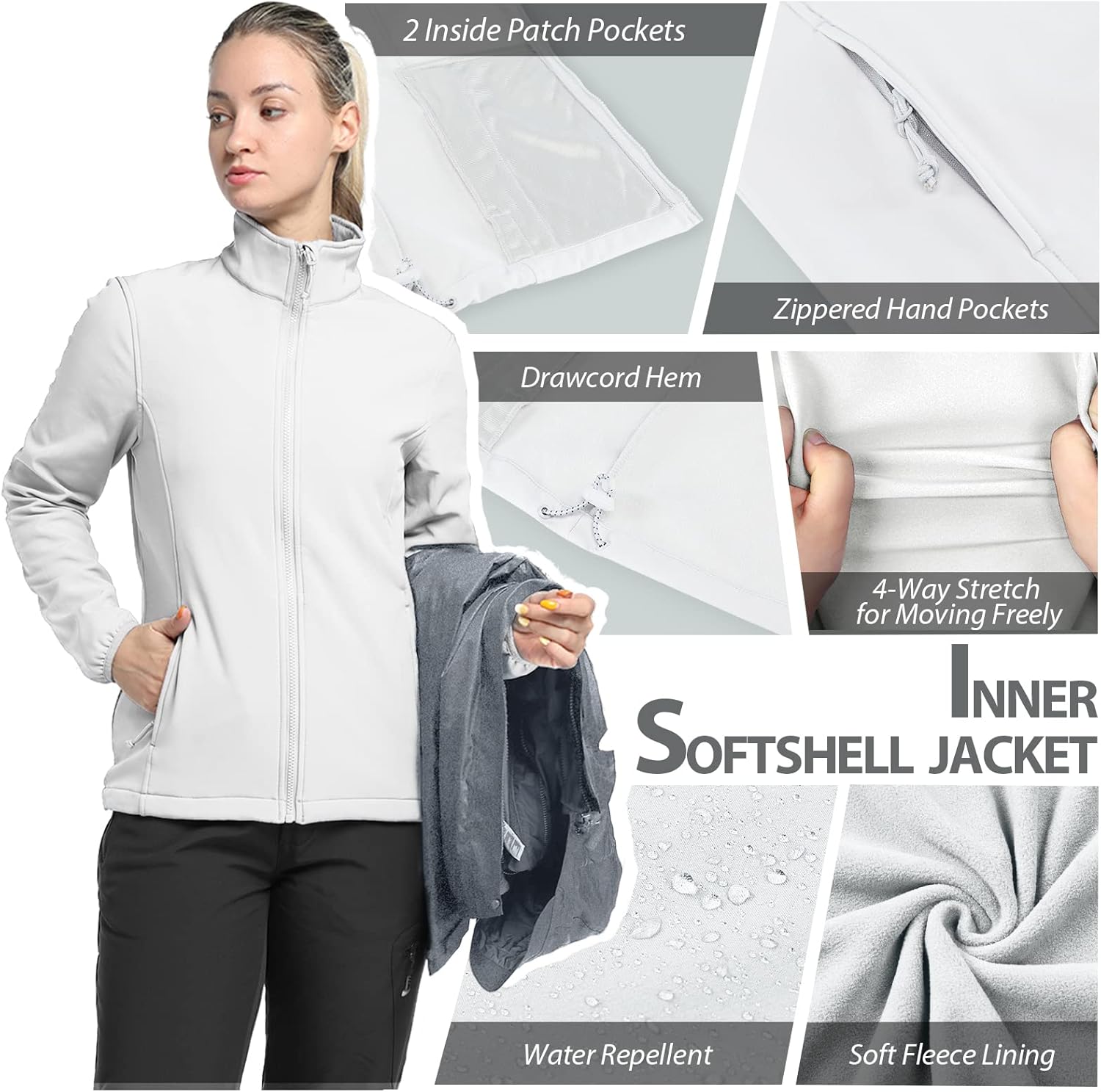 33,000ft Women's 3 in 1 Hooded Waterproof Coat Winter Ski Hiking Rain Jacket Softshell Fleece Lined Raincoat Windbreaker - Image 5