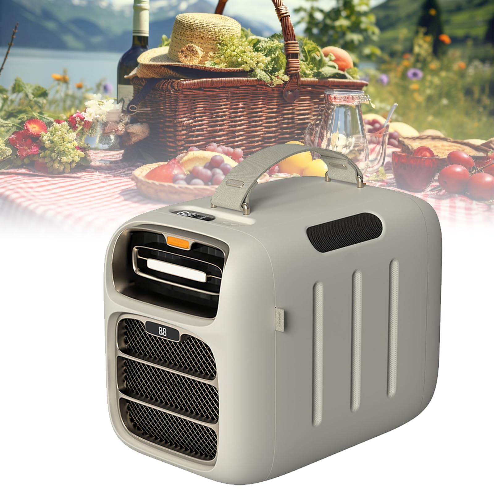 MESOVFCA Portable Air Conditioner 5121BTU, RV Cooling and Heating, 500W Low Power, 12V/24V DC, 3 Wind Speeds, Dehumidification, No Drainage for Camping, Outdoor, Truck