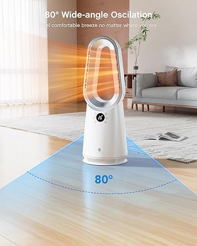 Miniatura 3 de ULTTY - Calentador de espacio, calentadores eléctricos portátiles y ventilador con control remoto, oscilación de 80, 9 velocidades, 3 modos, 8