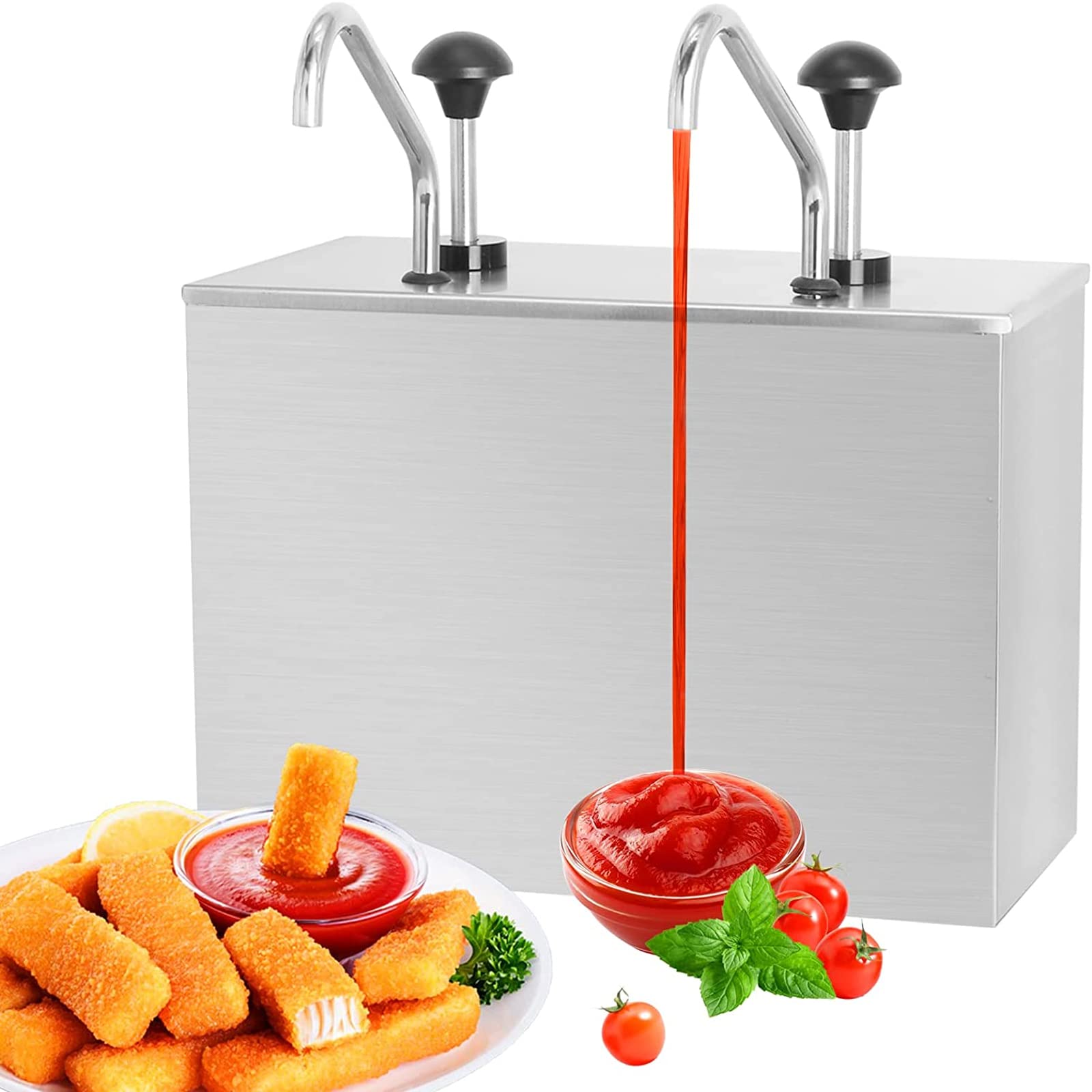 JOSBY 3 wiadra dozownik pompki do sosu, dozownik do przypraw ze stali nierdzewnej 3,6 l/3,6 l*2/3,6 l*3, stacja pomp do przypraw do syropu pomidorowego