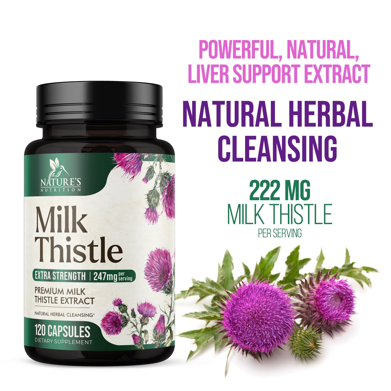 Milk Thistle Supplement - Powerful Liver Cleanse Detox & Repair Formula - Milk Thistle with Silymarin Marianum & Dandelion Extract - Natural Herbal Liver Health Complex - Made in USA - 120 Capsules — Amazon image 6