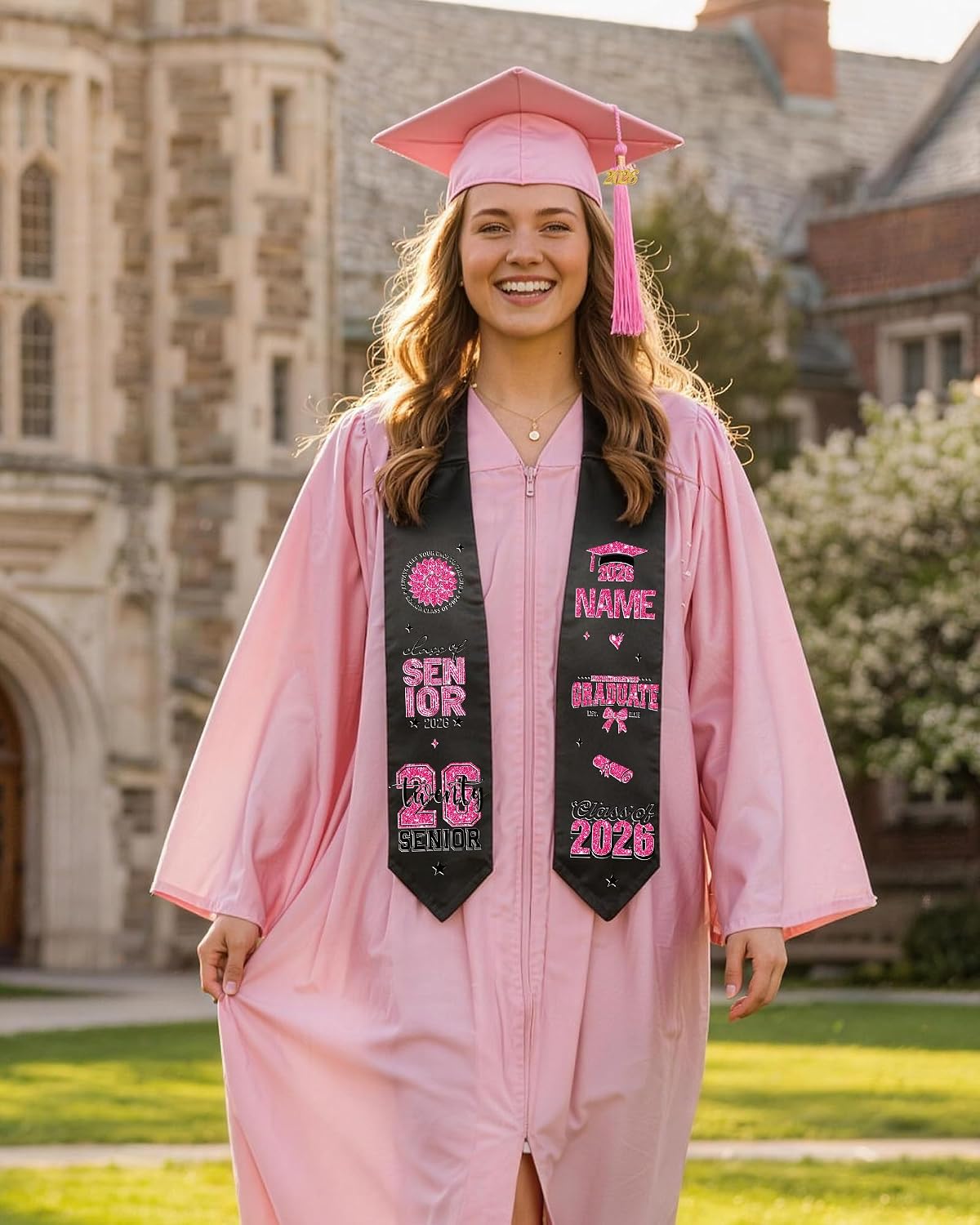 CRASHOT Graduation Cap and Gown 2026, Shiny Uniforms, Includes Stole, Tassel Charm & Heat Transfer for College Graduate