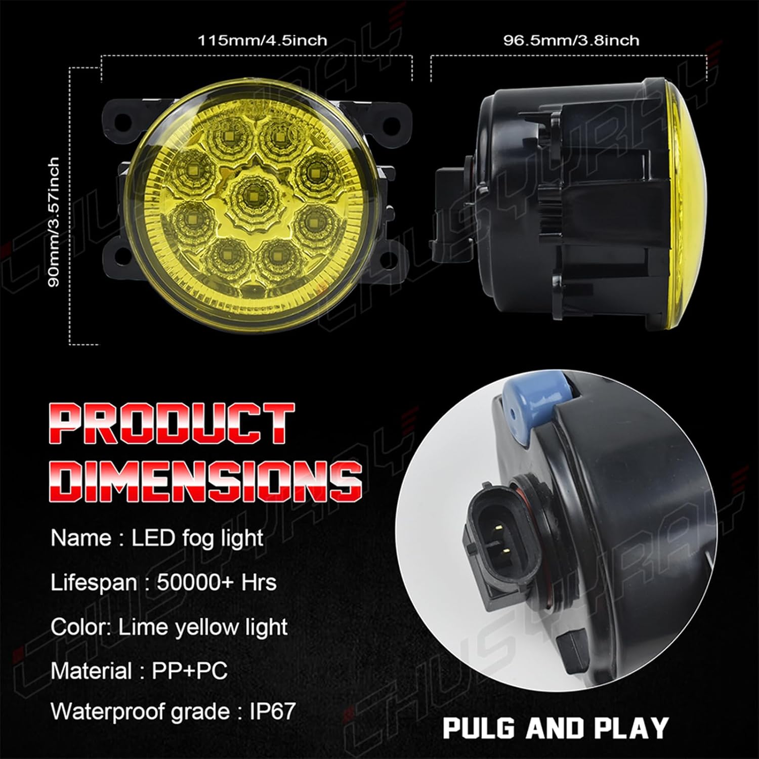 CHUSYYRAY Compatible with Nissan Frontier Fog Lights Assembly 2005 2006 2007 2008 2009 2010 2011 2012 2013 2014 2015 2016 2017 2018 2019, LED Front Bumper Yellow Light, 6000K Super Bright, Pack of 2