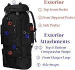 Goaste 100L Camping Hiking Backpack, Molle Military Tactical Rucksack, Waterproof Large Travel Daypack, Adjustable Survival Hunting Sports Bag for Men and Women Hiking, Camping, Touring(Black), Black,