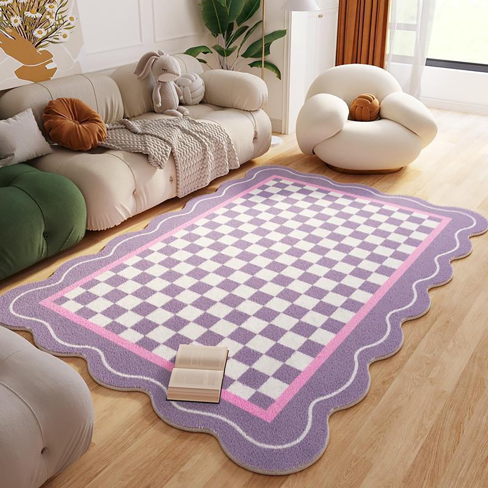 Tapis irrégulier salon antidérapant grand format moderne