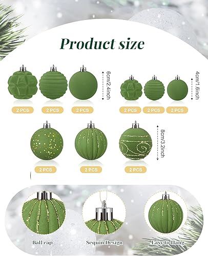 Miniatura 22 de Suzile 18 adornos de terciopelo para árbol de Navidad, bolas de Navidad, bolas de Navidad, adornos colgantes de vacaciones para árbol de Navidad