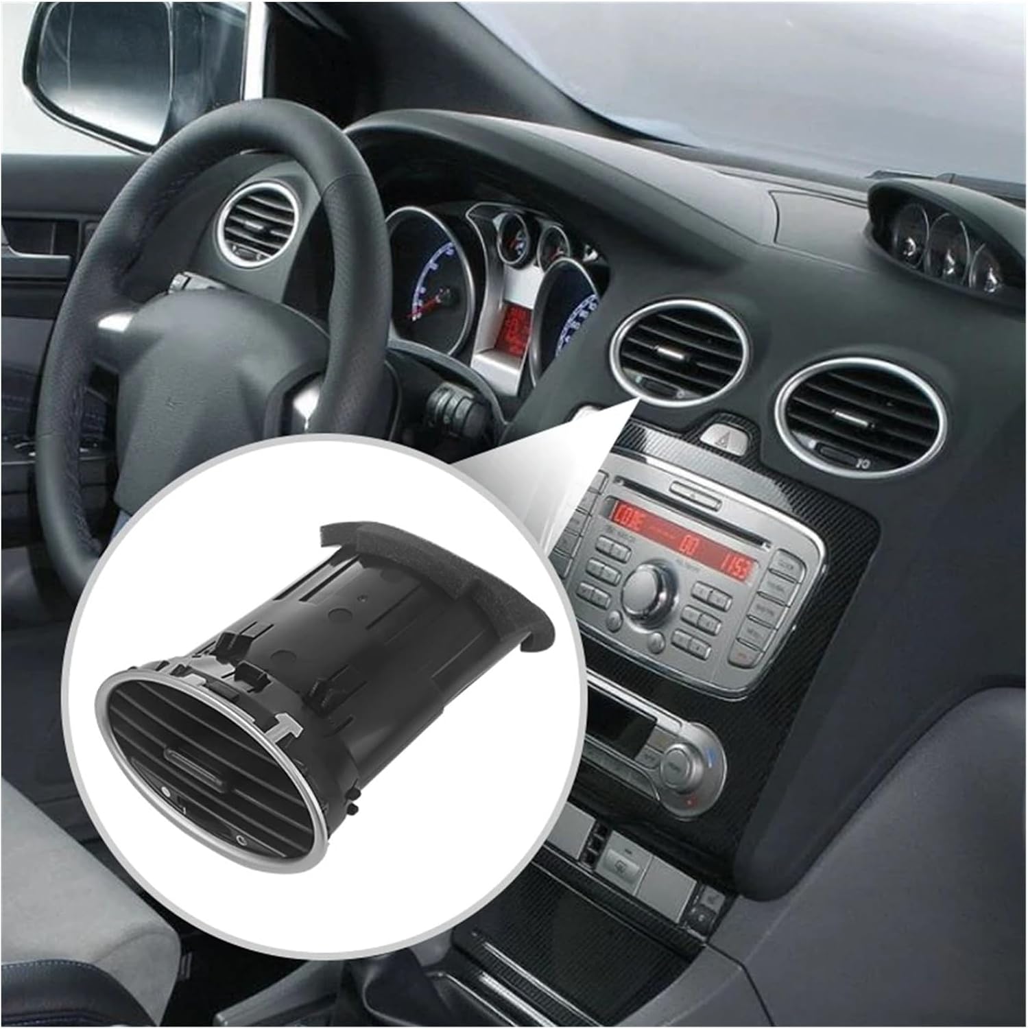 Car Front Dash Center Air Conditioning Vent Grille Outlet Assembly Fit for Focus MK2 2005-2013 4M51A014L21AD 4M51-A014L21ADC(2PCS)