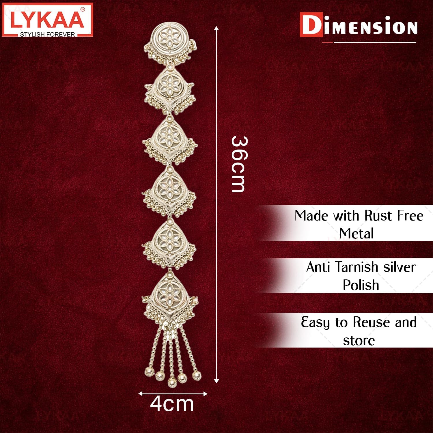 Silver Tone Oxidized Floral Hair Parandi with Ghungroo Tassels | Traditional Bridal Braid Paranda Hair Accessory for Wedding & Festive Occasion- 1 Pcs