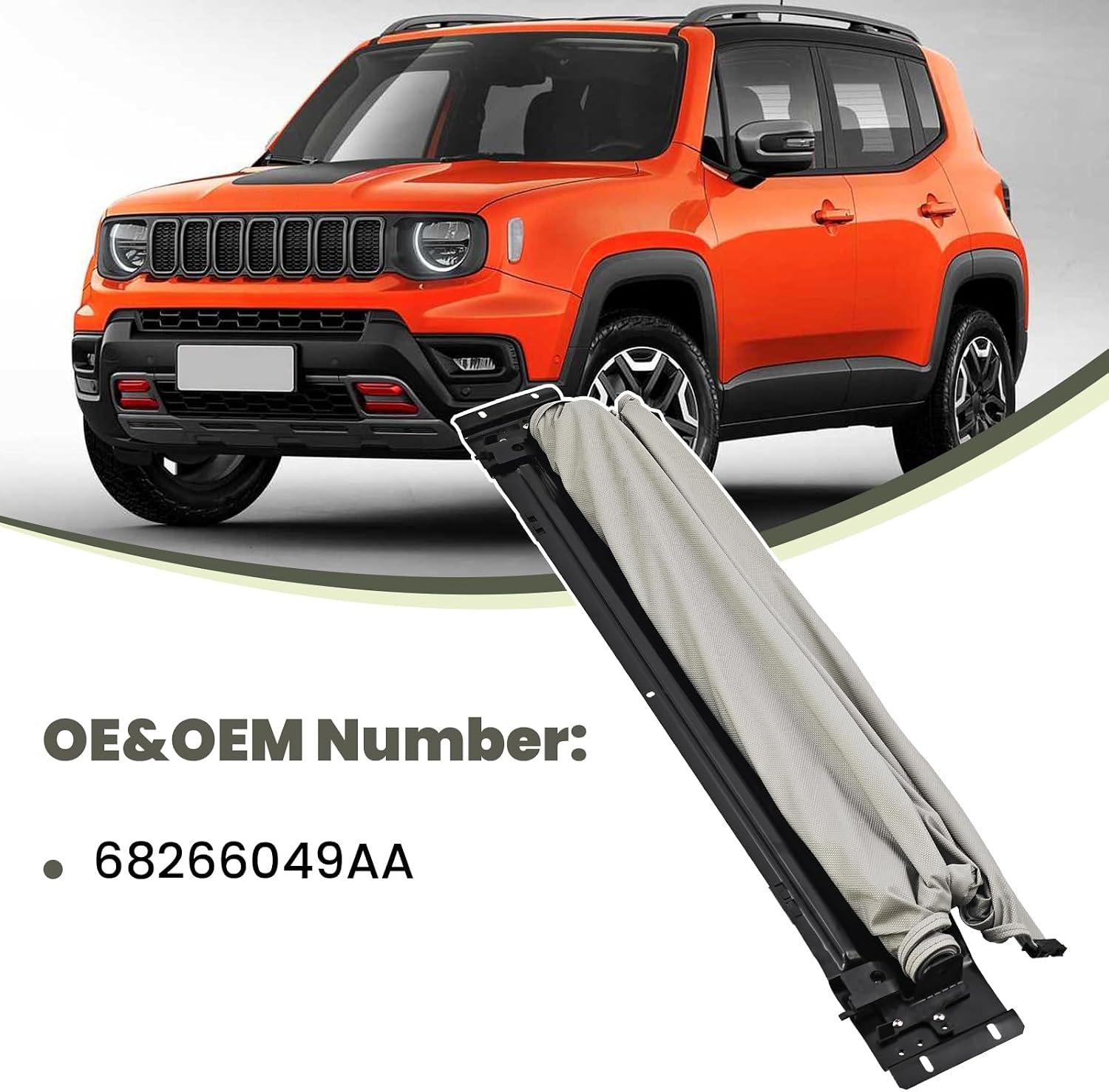 68266049AA Sunroof Curtain Assembly Compatible with Jeep Renegade 2018-2022 Sunshade Cover