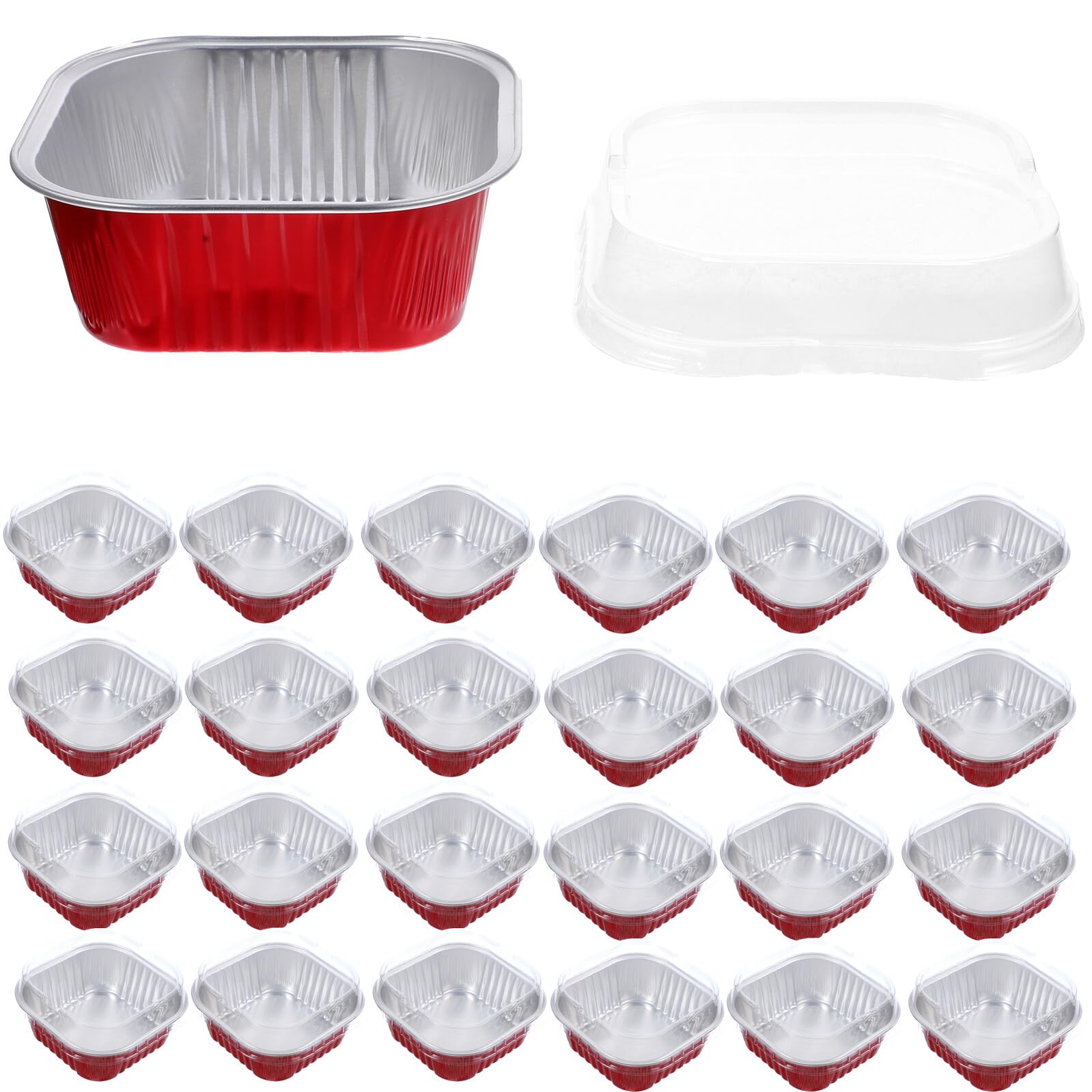 40 Scatole in Alluminio per Dolci Coperchio, Contenitori per Tiramisù Usa e Getta, Materiale Sicuro, Capacità 300ml, per Picnic e Barbecue