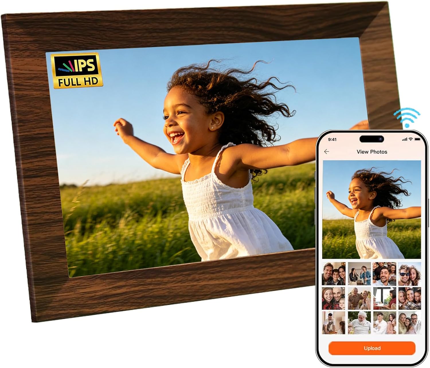 VTimes 10.1" Digital Picture Frame, WiFi Smart Digital Photo Frame with 1280 * 800 HD IPS Touch Screen, AI-Generated Images, Auto-Rotate, Remote Share via APP, Gifts for Mom