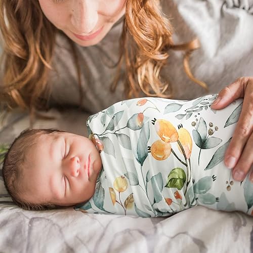 Miniatura 3 de GRSSDER Baby Blankets Super Soft Stretchy Jersey Swaddle Blanket 2 Pack for Baby Girls, Double Layer Reversible Receiving Blankets 34 x 44, Extra