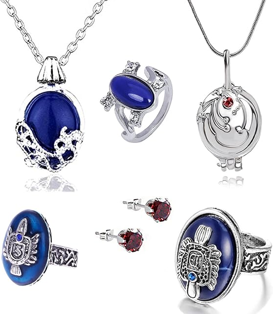 Zaky 6 pcs The Vampire Diaries Elena Vervain Verbena Opening Necklace Daywalking Katherine Charm Pendant Elena's Ring Jewelry Set Cosplay for Fans