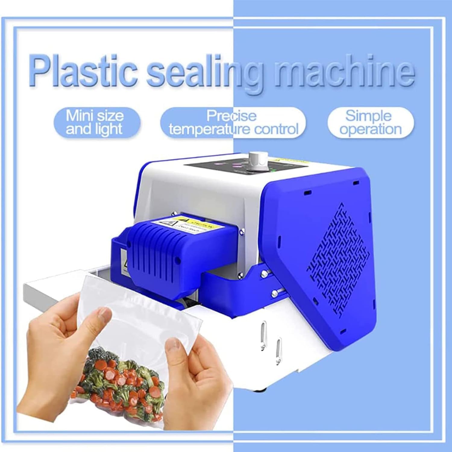 Máquina selladora de bolsas de plástico, sellador automático continuo de envasado de alimentos de 300 W, velocidad de 5 m/min, ajuste de grosor para cocina doméstica, tiendas pequeñas, galletas