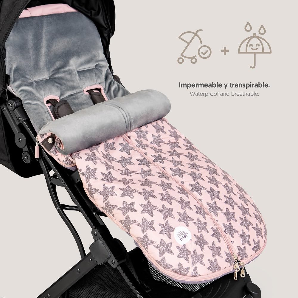 Saco Silla Paseo Universal Interbaby | Saco Bebe Invierno Suave, Cálido, Afelpado | Saco Carro Bebe Invierno Desmontable, Doble Apertura, Lavado Fácil, Materiales Antialérgicos
