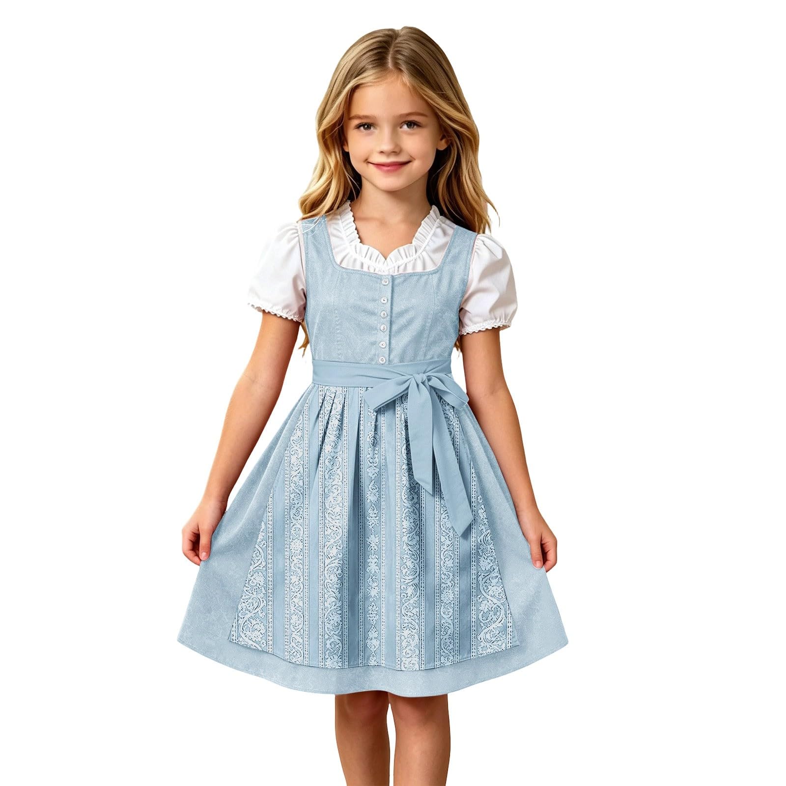 Girls Oktoberfest Costume Bavarian Beer Festival Dirndl Dress with Apron