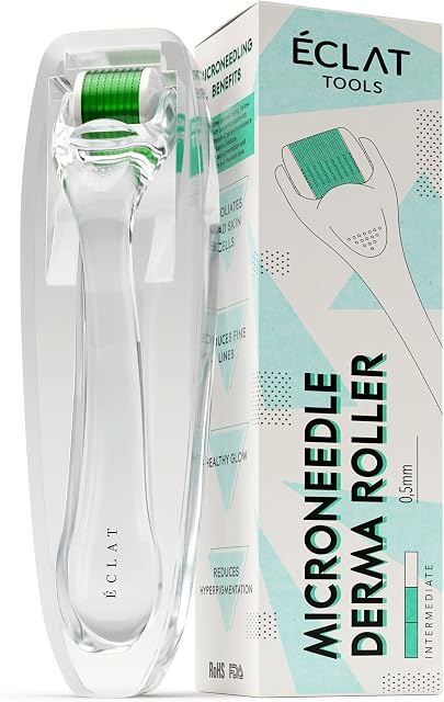  * Derma Roller - Face Roller with 0.5mm Microneedling Roller for Men and Women - Derma Roller for Hair Growth & Beard, Titanium Micro Needles, Dermaroller Needling for Hair Growth