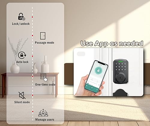 Miniatura 3 de Cerradura de puerta de entrada sin llave, aplicación disponible, pero no es necesaria, funciona con Gateway, Alexa y Google As, impermeable IP65,