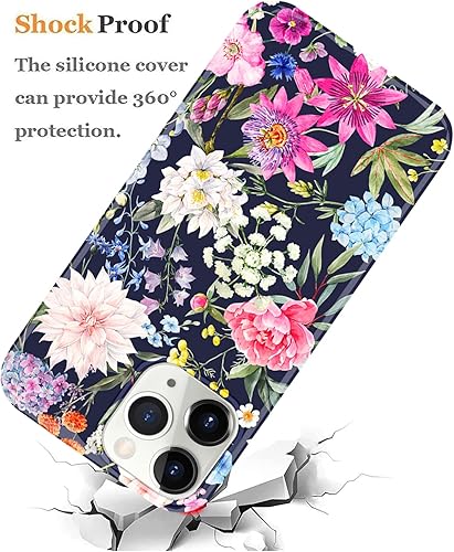 Miniatura 8 de J.west Funda para iPhone 15 Pro Max de 6.7 pulgadas, a prueba de golpes, TPU para jardín, floral, para mujeres y niñas, diseño de flores secretas,