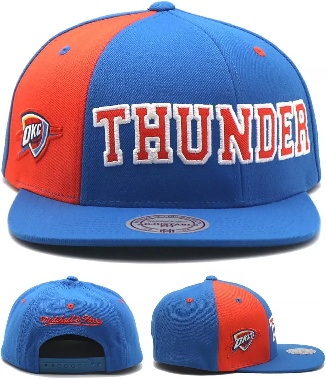 Mitchell & Ness Oklahoma City Thunder OKC New Hexagon Blue Orange Era Snapback Hat Cap