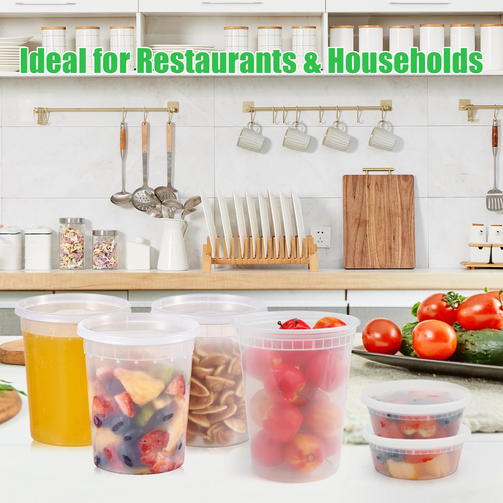 VINATO Contenitori Ermetici per Alimenti, 48Pcs Contenitore Plastica con Coperchio, 12 X 950ml | 24 X 470ml | 12 X 240ml, Riutilizzabili, Cibo Conservazione & Freezer, Senza BPA