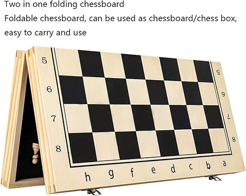 Miniatura 4 de ROLTIN Chess Set Foldable Magnetic Chess Set Wooden Chess Board Game Set with Crafted Chesspiece & Storage Slots 2 Extra Queen Board Games
