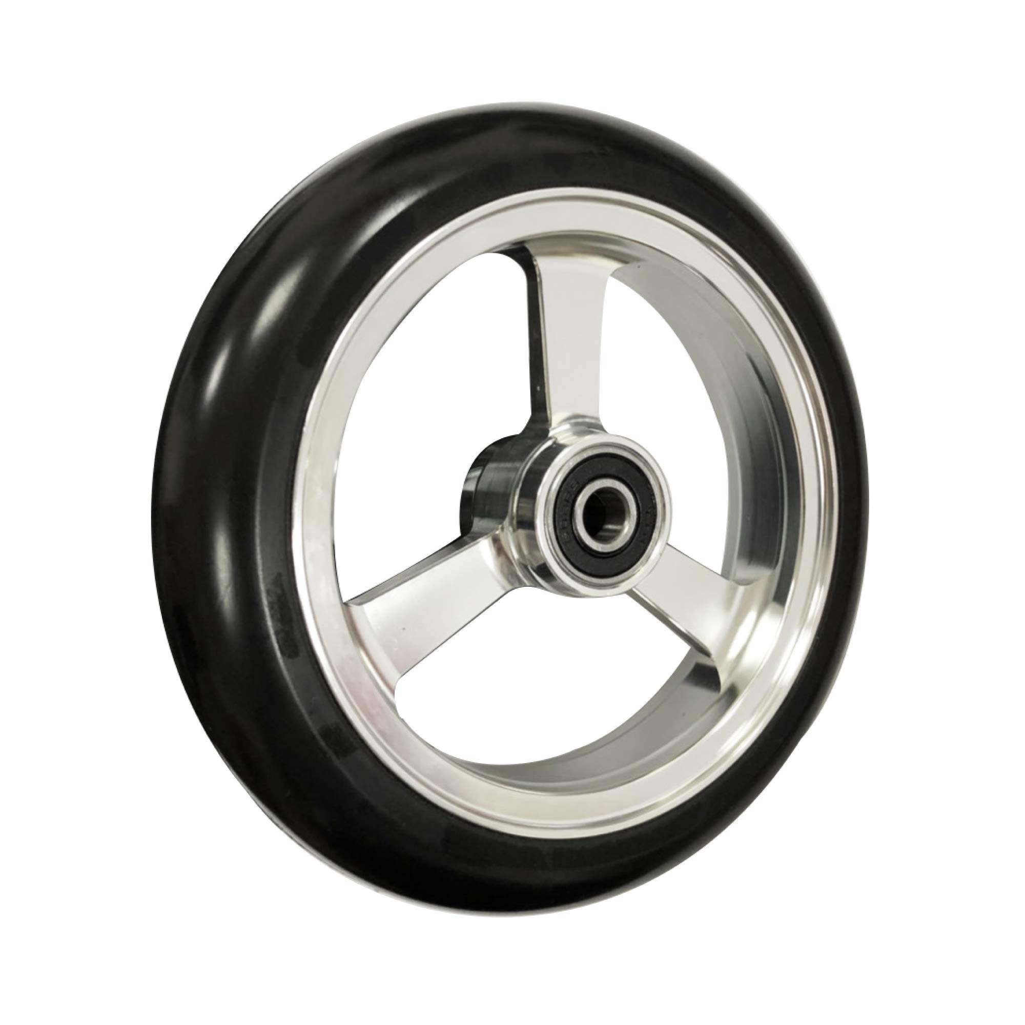 RIANTWHEEL, 1.9 x 1 pulgadas, ruedas de poliuretano, ruedas para silla de ruedas, borde de aluminio, un par (plata)