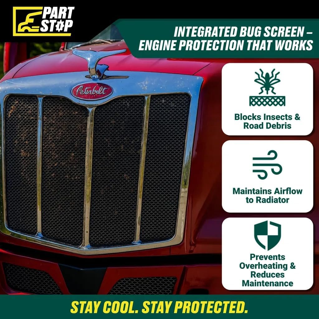 ( similar ) Chrome Front Grille with Bug Screen – Compatible with Peterbilt 579 2012–2023 | Assembly Without Emblem | Aftermarket Replacement for L29-6157-100 F01297S32