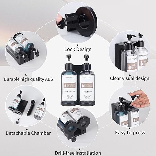 Miniatura 3 de Dispensador de champú y acondicionador, dispensador de jabón montado en la pared, dispensador de champú de ducha de 30 onzas, dispensador de jabón