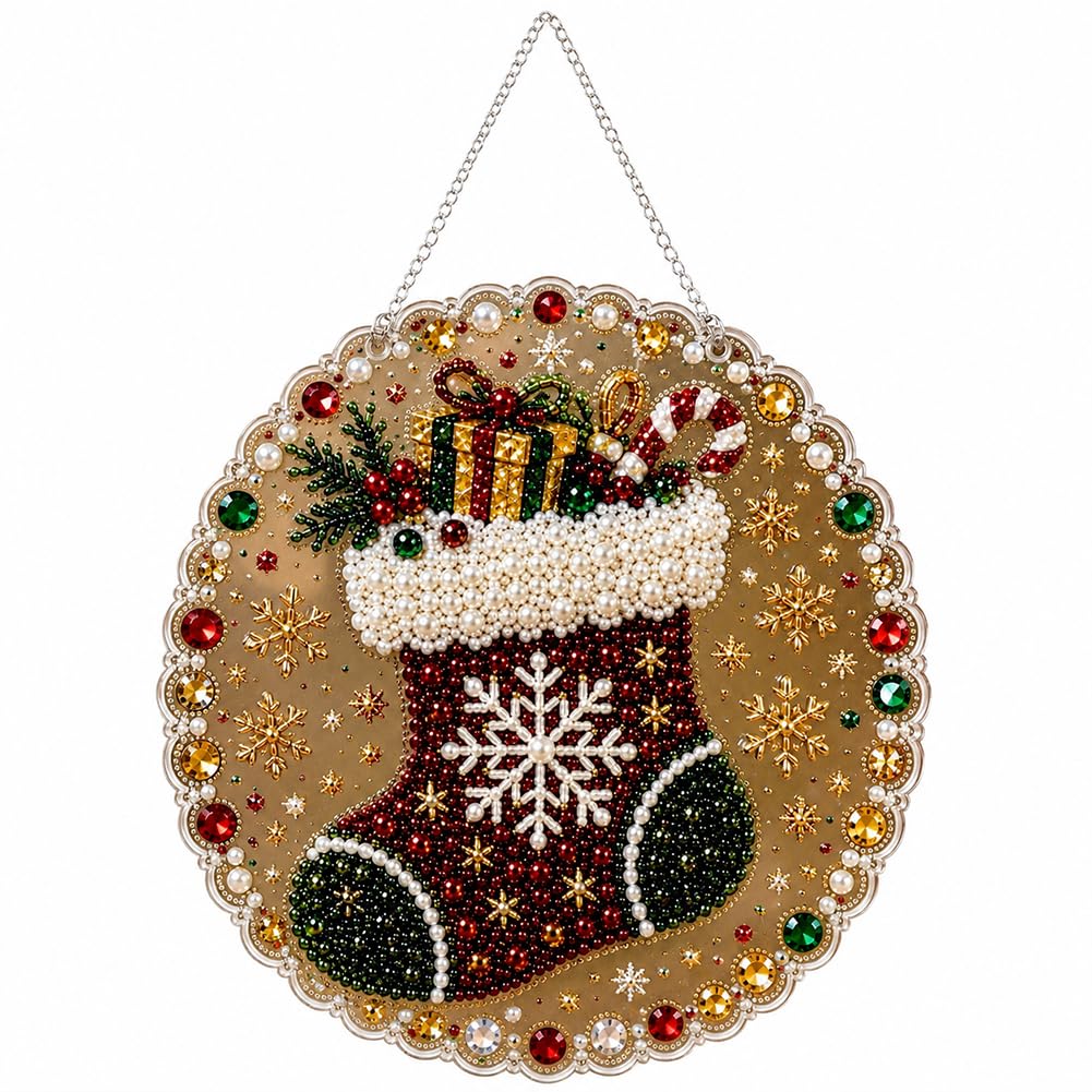 Christmas Pearl Diamond Art Kit, 9.9in Acrylic Suncatcher