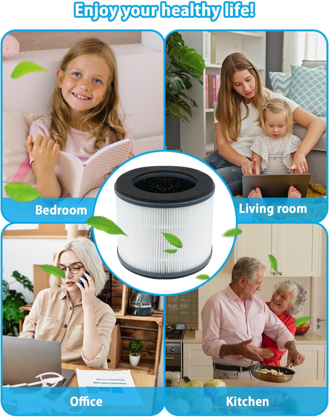 BBT BAMBOOST AP-T10FL Replacement Filter Compatible with Homedics AP-T10-BK and AP-T10-WT Total CleanAir 360-Degree HEPA-Type Air Purifiers, H13 True HEPA and Activated Carbon Filter, 2 Pack