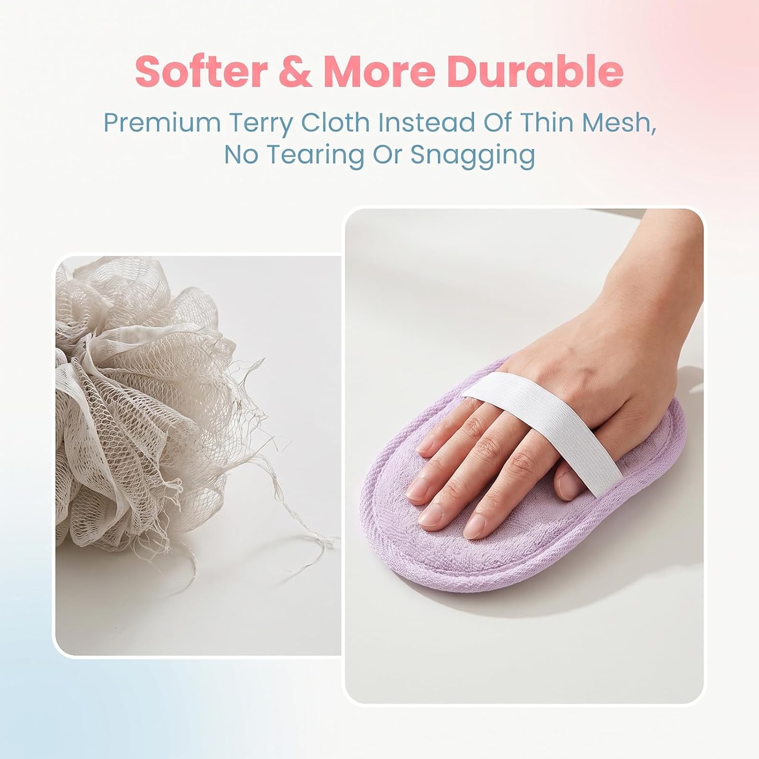 4 Pcs Larger Lightweigh Travel Size Loofah with 4 Travel Storage Bags