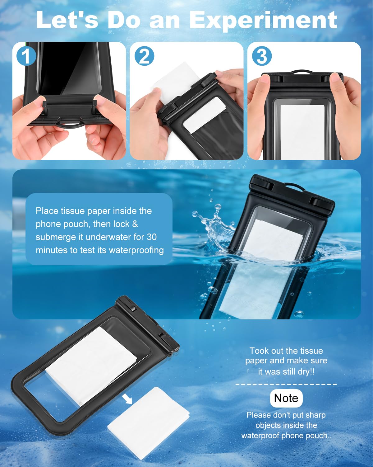 Schwimmende wasserdichte Handytasche, 2 Stück, IP68 wasserdichte Handyhülle mit Umhängeband für Handys bis zu 17,8 cm, für iPhone 17, 16 Pro Max, Handy-Trockentasche für Strand, Pool, Kajak
