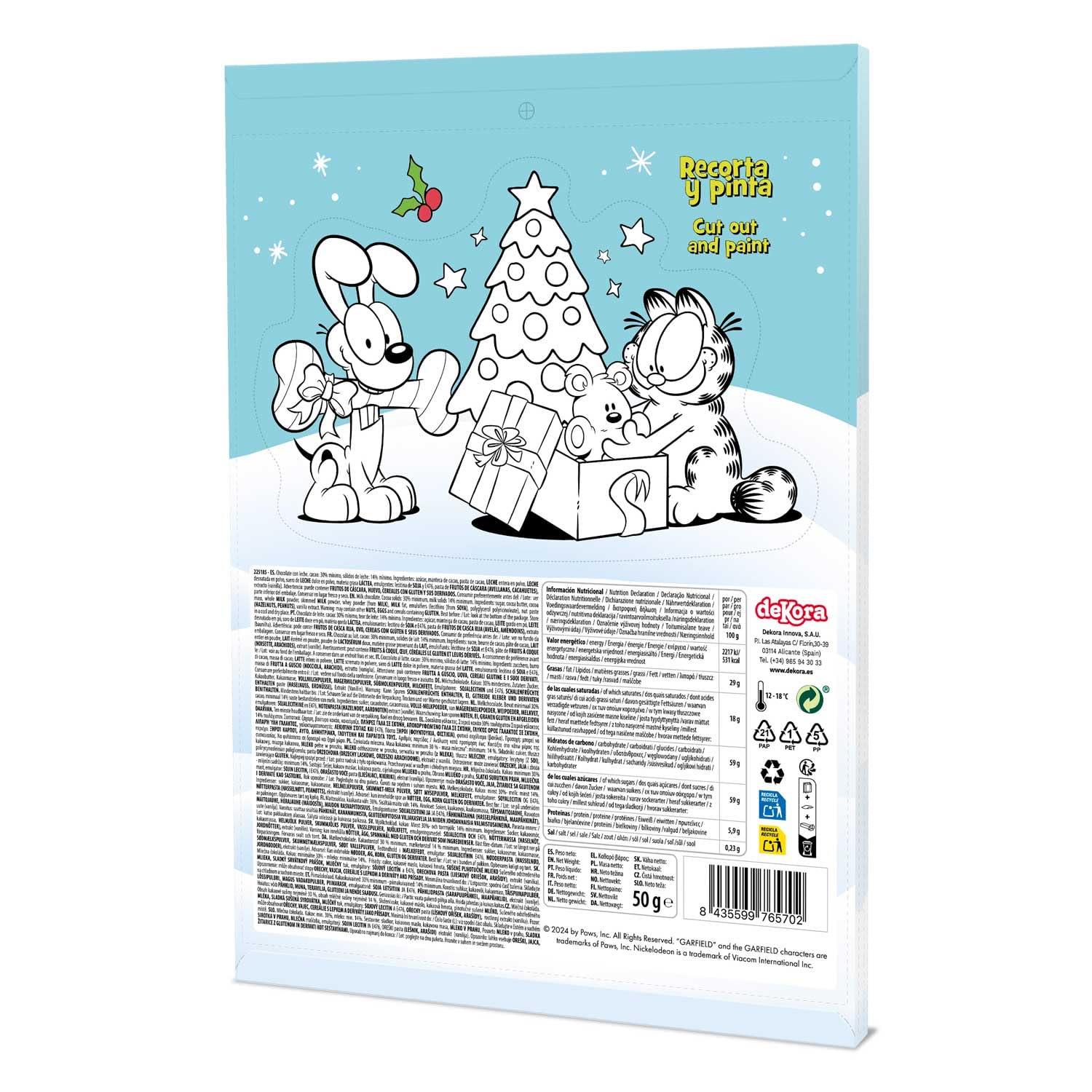 Calendario de adviento Garfield 24 chocolatinas 50g Chocolate con leche