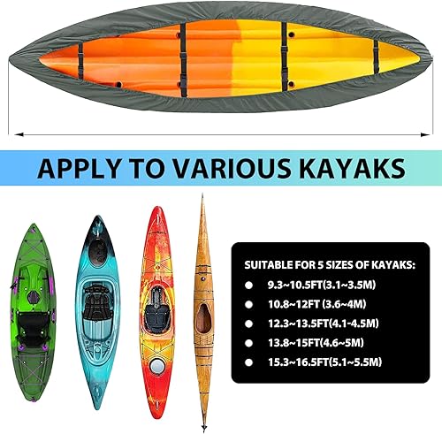 Miniatura 3 de Fundas impermeables para kayak de 10 a 16 pies para almacenamiento al aire libre, accesorios de cubierta de canoa, cubierta de lancha Oxford,