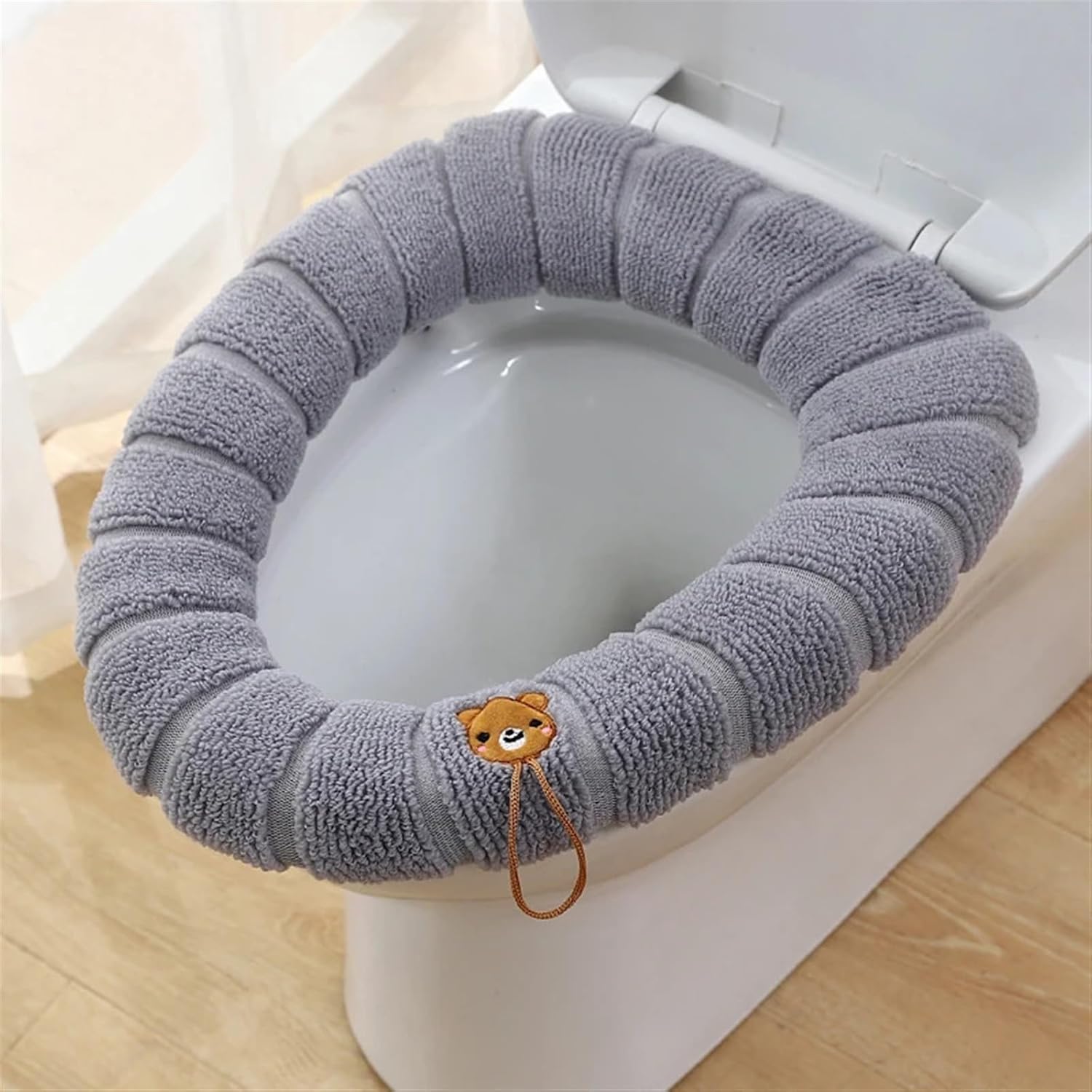 Toilet Accessories Bathroom Toilet Seat Cover Washable Warmer Bidet Covers WC (Size : Gray with Handle)