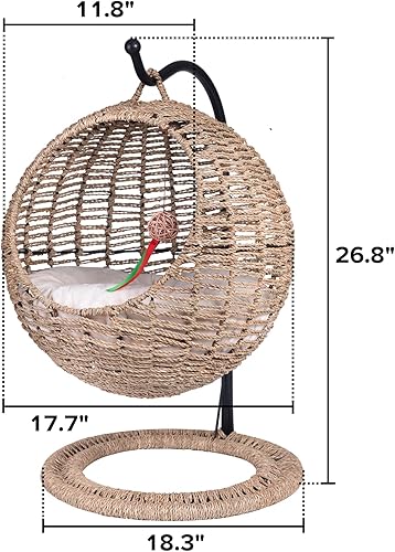 Miniatura 6 de Cama de mimbre para gatos, cama colgante para gatos, cama colgante para gatos, cama de ratán para gatos, cama para gatos al aire libre, para gatos