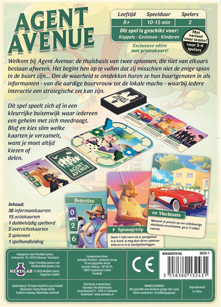 Gry Nerdlab | Agent Avenue | gra planszowa | od 8 lat | Liczba graczy: 2-4 | Czas gry: 10-15 minut | Polski
