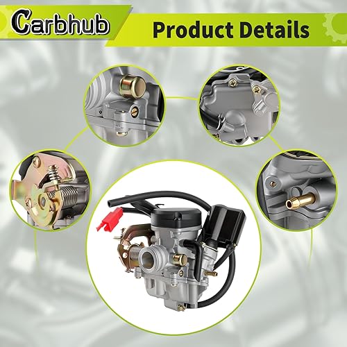 Miniatura 6 de Carbhub GY6 50cc carburador para GY6 49cc 50cc cuatro tiempos scooter chino ciclomotor Taotao Kymco