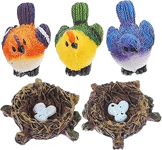 Beatifufu 1 Set Green Decor Playset Accessories Mini Dollhouse Accessories Egg Model Toys Fake Bird Nest with Eggs Resin Bird Figure Miniature Artificial Bird and Bird Nest Bird Figures Toy