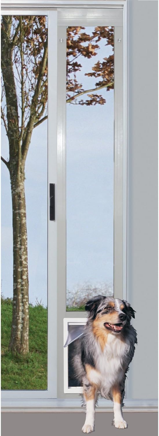 Vinyl Dog Door, 92" Tall, White Vinyl Patio Door with X-Large Pet Door