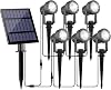 NATPOW Solar Spot Lights Outdoor Garden, Cool White Solar Powered Stake Lights, 6-in-1 Solar Landscape Spotlights Auto ON/Off Outdoor Uplighters Light for Pathway Garden Decoration Yard Walkwa [Energy Class F]