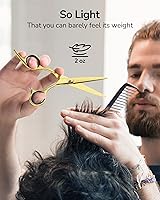 Vista 77 de ULG Tijeras de corte de pelo, tijeras de barbería profesional, tijeras de peluquería, tijeras, navajas para el adelgazamiento del cabello, tijeras