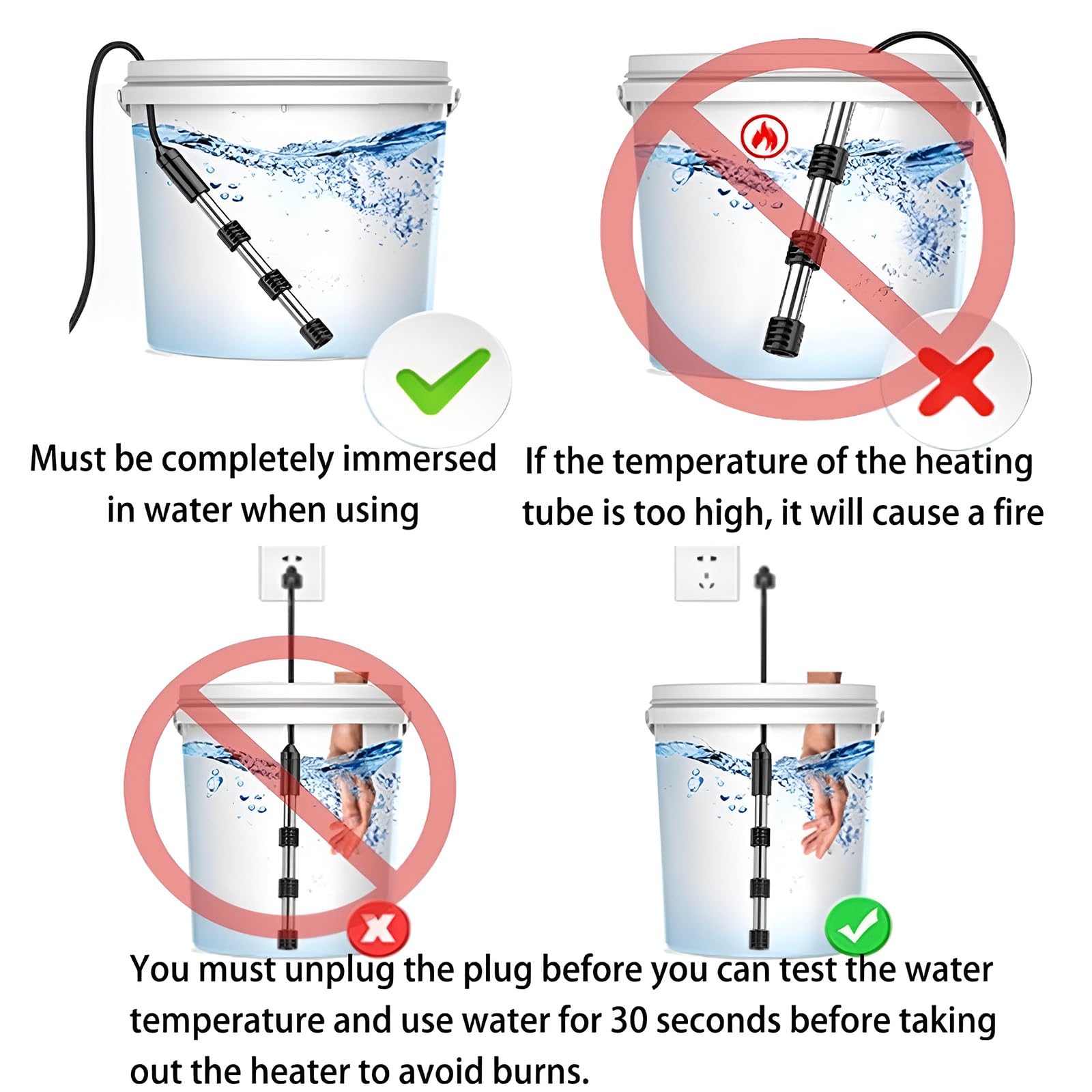 Chauffe-eau électrique Portable, Chauffe-eau Submersible Avec Affichage Numérique De La Température Et Arrêt Automatique, Protection De Sécurité En Acier Inoxydable.
