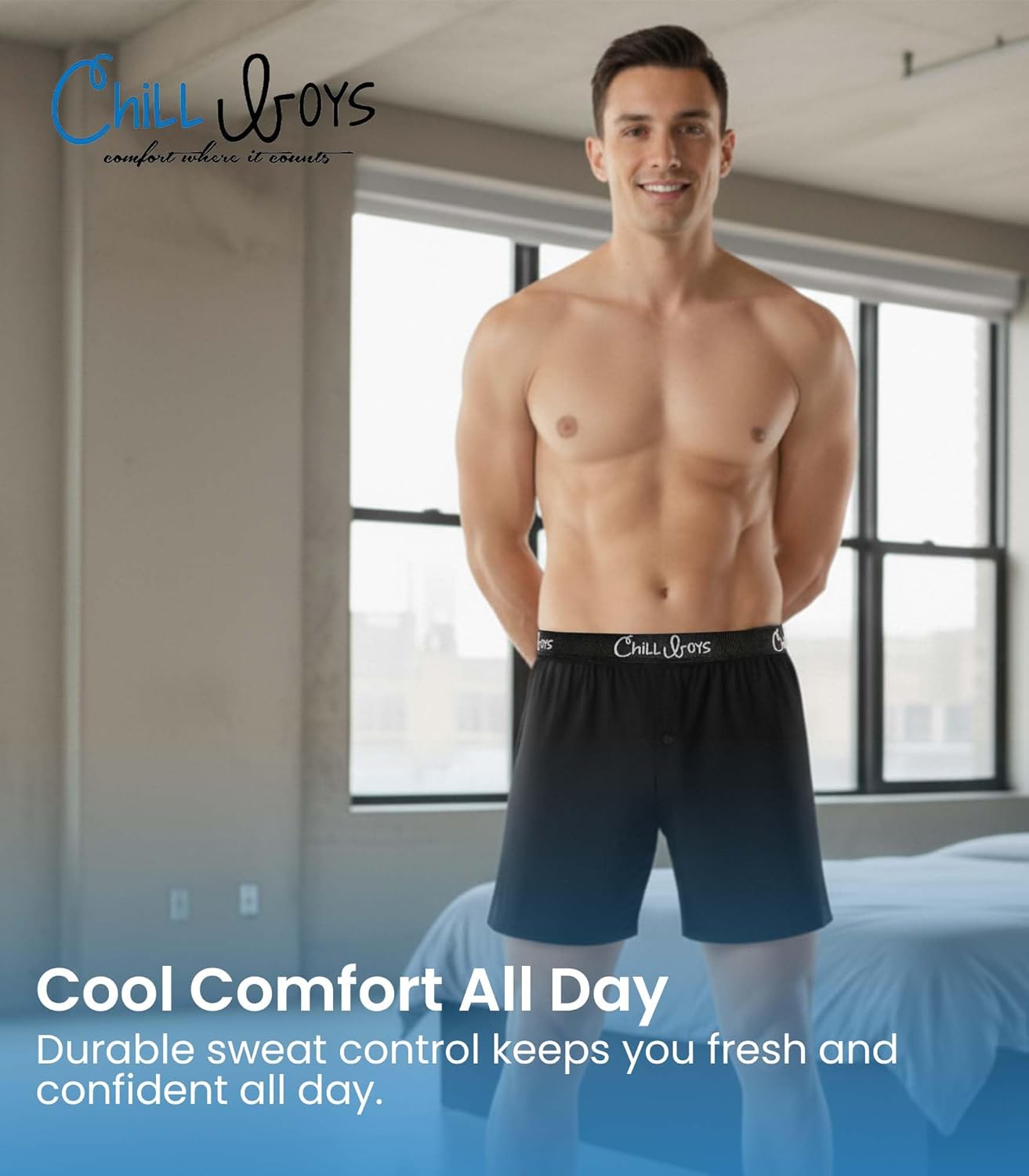 Chill Boys Performance Boxers 3 Pack Men's Underwear Cool Mens Boxers. Moisture Wicking Underwear. Comfortable Boxer Shorts - Image 2