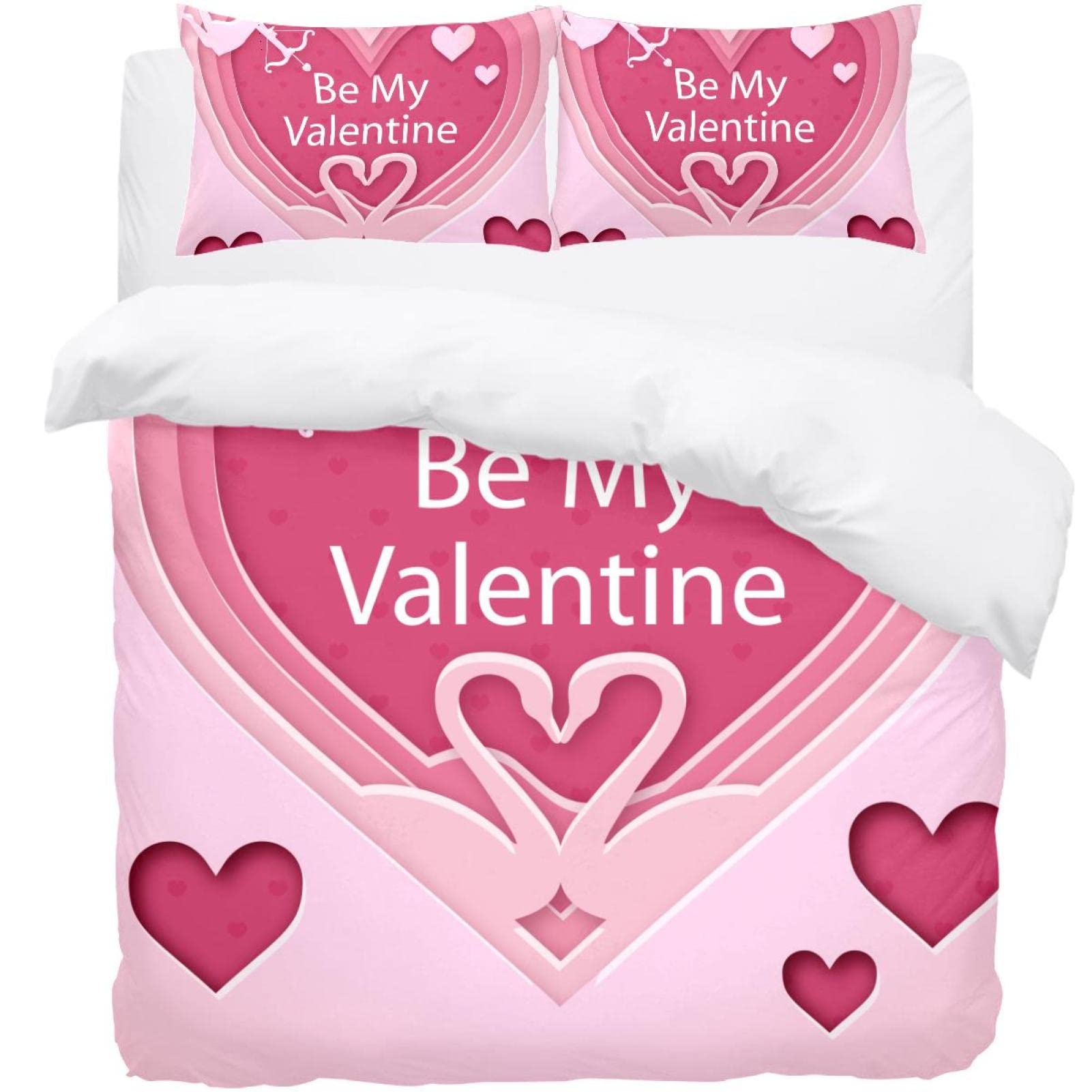 Housse de couette 2 personnes avec taies d'oreiller douces Angle Red Love